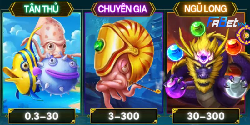 Giới thiệu 3 phòng cược trong game Ngũ Long bắn cá